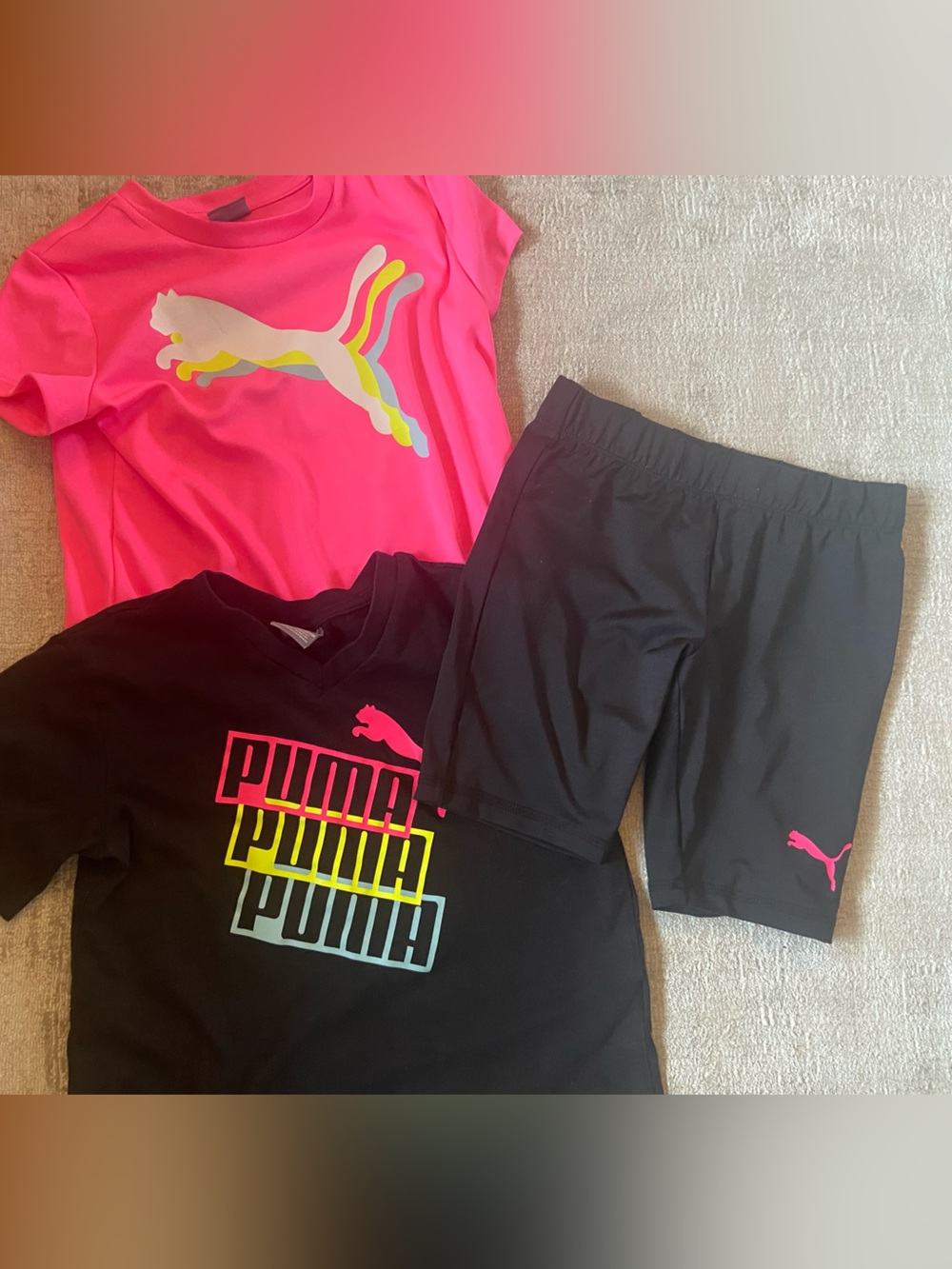 Puma Black Tee with Pink Logo Accent